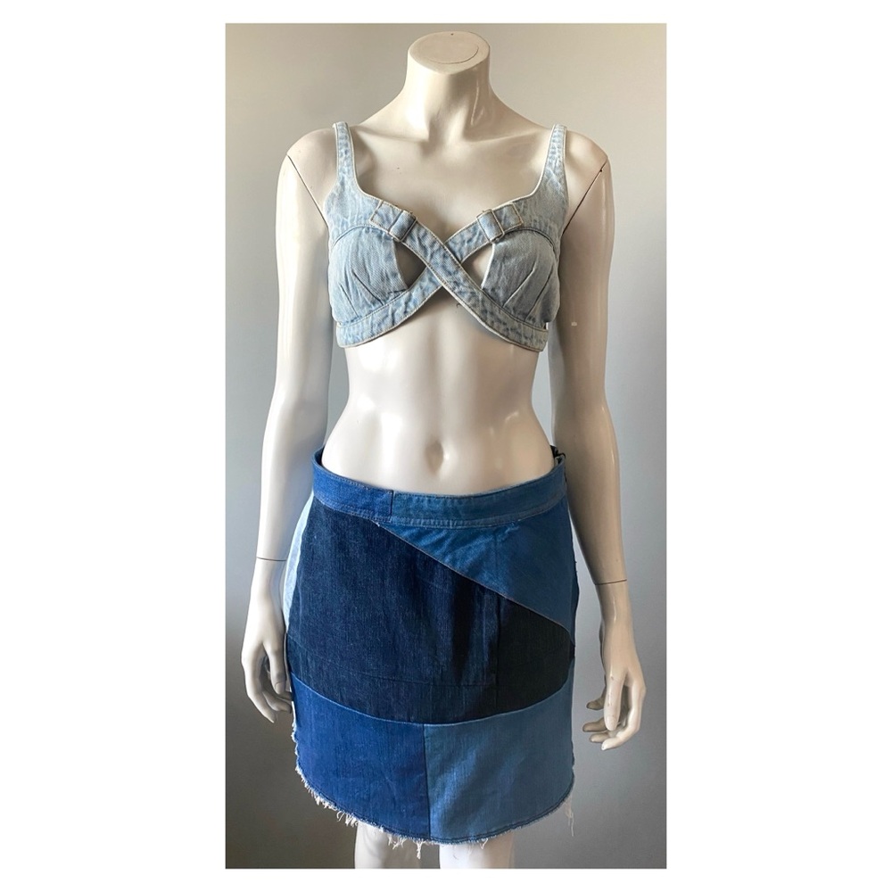Zara Patchwork Denim Skirt